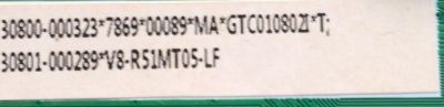 MAIN PARA SMART TV TCL 4K / NUMERO DE PARTE 30801-000289 / 40-R51ML2-MAA2HG / 30800-000323 / V8-R51MT05-LF / GTC010802I / 11602-500230 / MT2851M / PANEL LVU750NDEL / MODELO 75S446 - Imagen 2